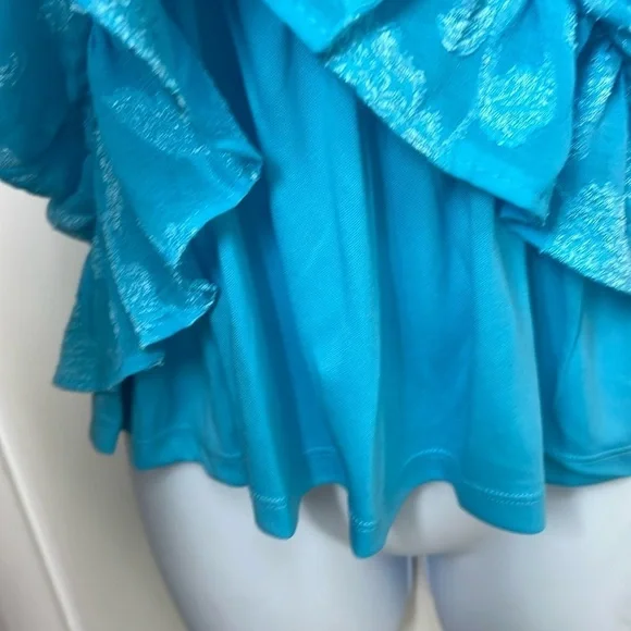 Honey & Sparkle Blue Atoll Floral Jacquard Babydoll Tank Top Sz XL NWT - Picture 5 of 10